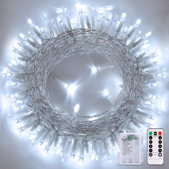 JMEXSUSS 2 Pack Battery Operated String Lights with Remote, Total 66ft 200 LED Classroom Lights, Battery Christmas Light Outdoor Indoor for Bedroom Classroom Dorm Yard Tree Party Decor(Warm White)