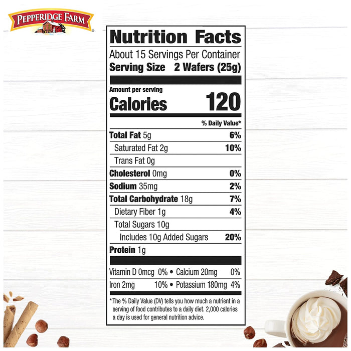 Pepperidge Farm Pirouette Cookies, Chocolate Fudge Créme Filled Wafers, 13.5 Oz Tin