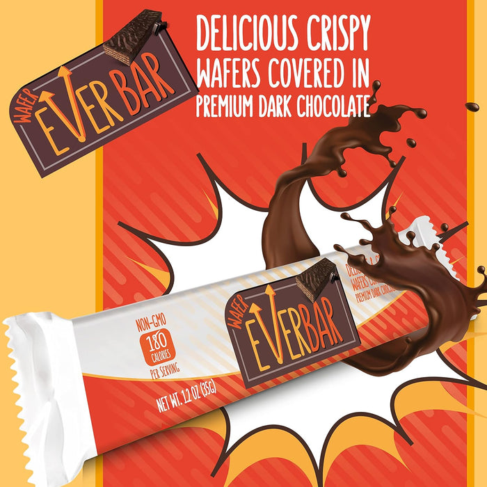 EverBar - Dark'n Crispy Chocolate Bars, 144 Count | Non-GMO, Dark Chocolate Wafer Candy Bar | On the Go | With Coffee or Tea | Healthy Snack | Bite-Size Premium Wafer Chocolate 144 Count