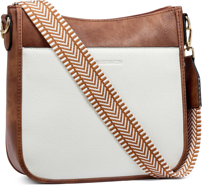 BOSTANTEN Crossbody Bags for Women Trendy Vegan Leather Hobo Purses Shoulder Handbags With Wide Shoulder Strap