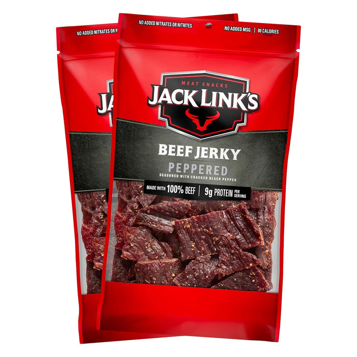 Jack Link's Beef Jerky, Sweet & Hot, Large Jerky Bags - Flavorful Meat Protein Snacks, Great Stocking Stuffers, Gifts for Men, 9g of Protein per Serving, Made with 100% Beef - 9 Oz. (Pack of 2)