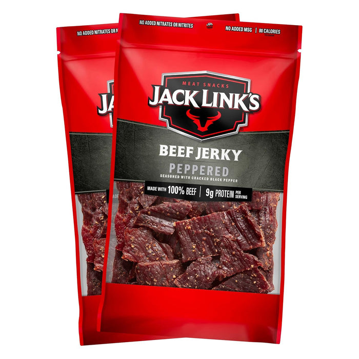 Jack Link's Beef Jerky, Sweet & Hot, Large Jerky Bags - Flavorful Meat Snacks, Ready to Eat Protein Snacks, 9g of Protein per Serving, Made with 100% Beef - 9 Oz. (Pack of 2)
