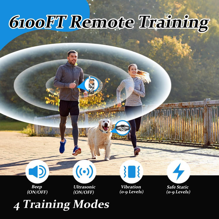 GT1-Wireless Dog Fence & Ultrasonic Training Collar - 1160-Yard Adjustable Boundary for Outdoor, 4 Modes (Beep/Vibration/Static/Ultrasonic), Waterproof, 185-Day Standby-1 Dog