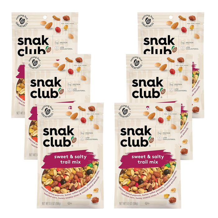 Snak Club Peanut Butter Chocolate Trail Mix with Peanuts, Peanut Butter M&M’S, Toffee Peanuts, and Pretzels, 11 oz Resealable Bag