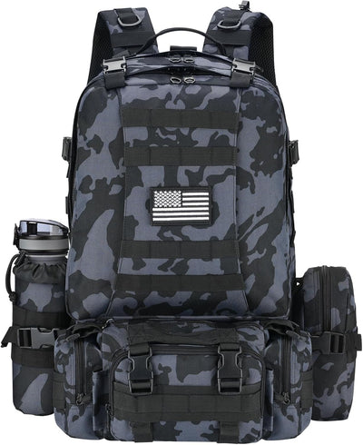 NOOLA 60L Military Tactical Backpack for Men Army 3 Day Assault Pack Large Camping Detachable Rucksack with Bottle Holder