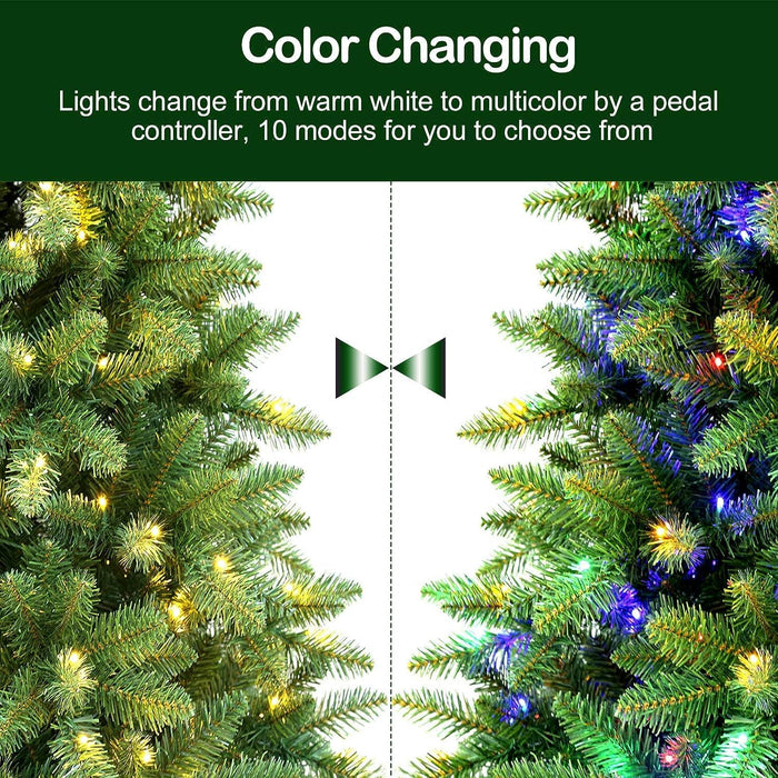 Hykolity 6 ft Prelit Christmas Tree, Artificial Christmas Tree with 250 Color Changing LED Lights, 1032 Tips, Metal Stand and Hinged Branches, 10 Color Modes