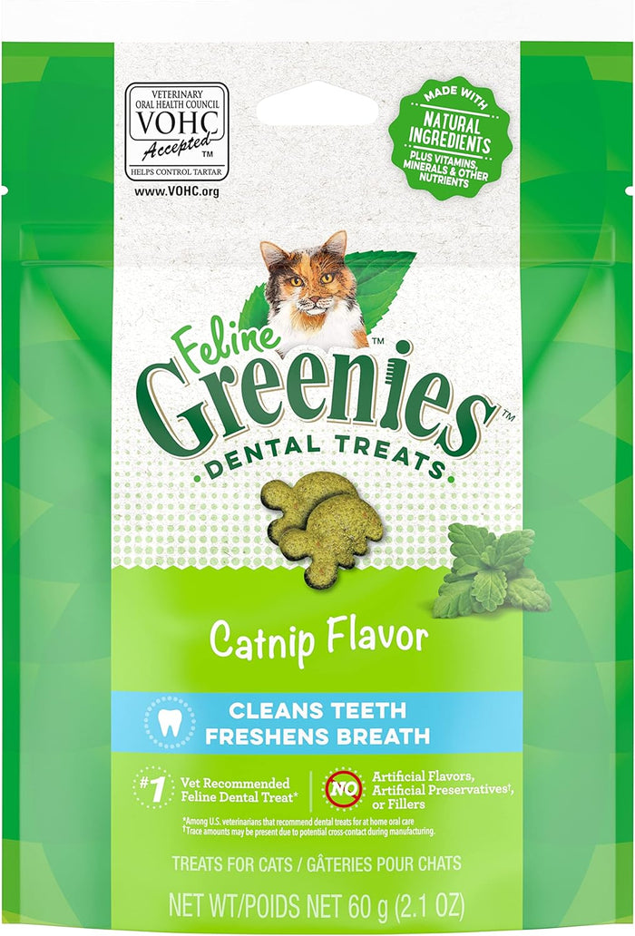 Greenies Feline Dental Cat Treats, Catnip Flavor, 21 oz. Tub