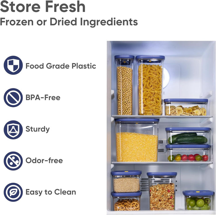 CAROTE Food Storage Containers with Lids 21 PCS Vacuum Seal Containers with Pump BPA-Free Airtight Kitchen and Pantry Organization Canisters Keep Food Fresh up to 5X Longer