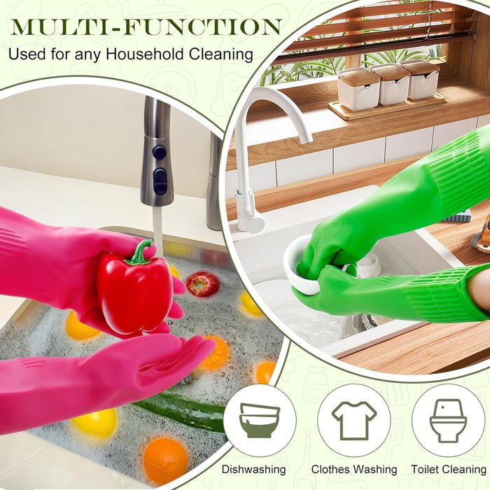 3 Pairs Rubber Dishwashing Gloves,Rubber Cleaning Gloves, Reusable Kitchen Glove for Household,Waterproof