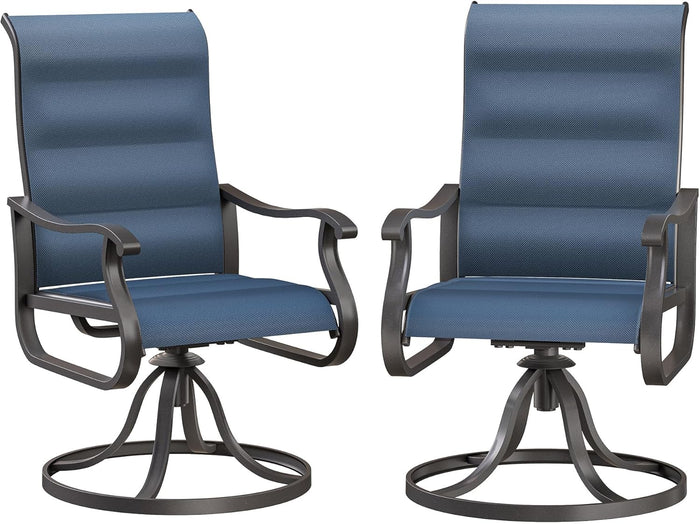 Patio Swivel Chairs Set of 2, Outdoor Dining Chairs with High Back, All-Weather Swivel Rocker Chair for Lawn, Porch or Garden (Brown)