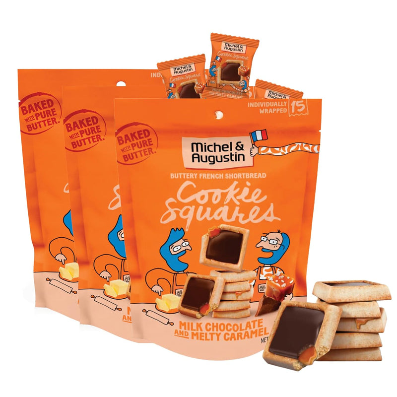 Michel et Augustin Cookies, Individually Wrapped Snacks, Gourmet Dark Chocolate & Sea Salt Shortbread, 15 French Butter Cookies