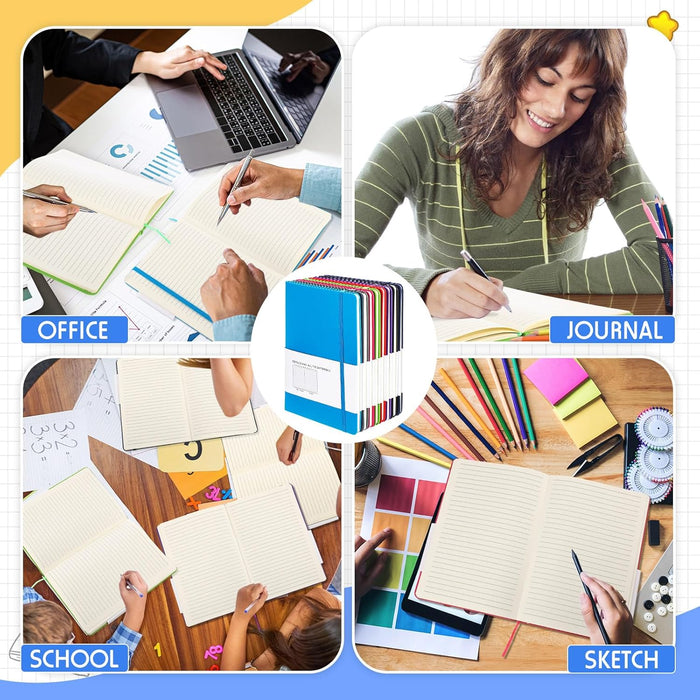 40 Pack A5 Lined Journal Notebooks Bulk 5.5 x 8.2 Inches PU Leather Hardcover Notebook 50 Sheets 70 GSM Ruled Lined Writing Journal with Pen Holder for School Business Work Writing