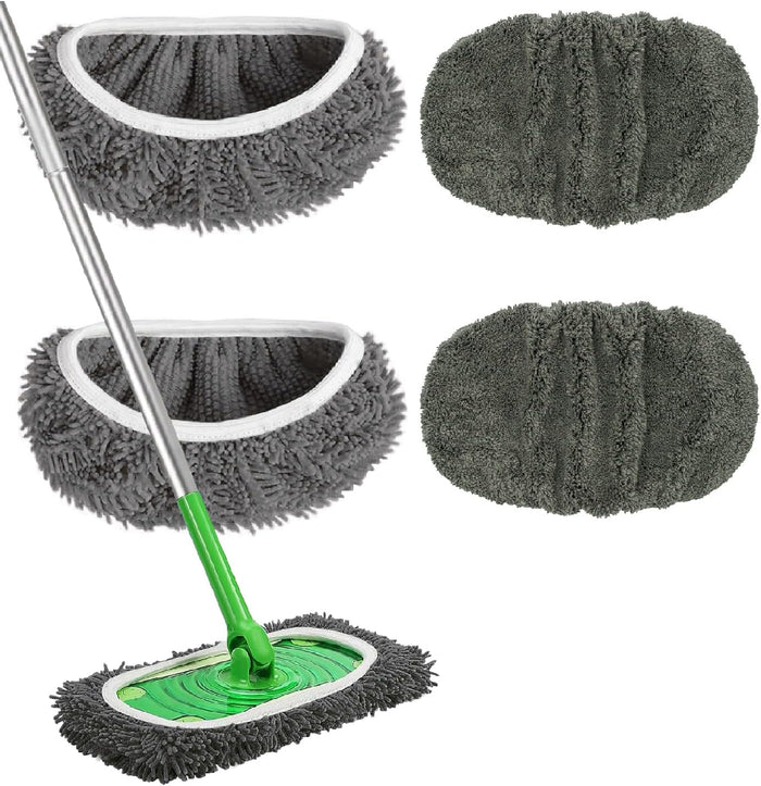 Reusable Microfiber Mop Pads Washable Wet Pads Compatible with Refills for Swiffer Sweeper Wet & Dry Sweeping Cloths Mop Head Replacement for Household Cleaning