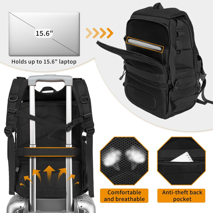 Camera Backpack for DSLR/SLR/Mirrorless Photography Camera, Tactical Camera Bag Case Water-resistant Travel Backpack with 15.6" Laptop Compartment Compatible with Canon