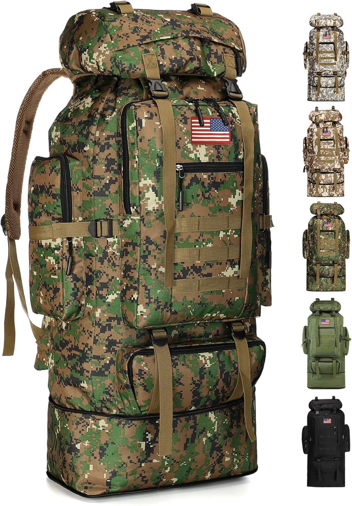 JUMAHE 80L 2-pack Hiking Backpack for Men with Sling Tactical Backpack - Rucksack Molle Military Tactical Waterproof Lightweight Camping Backpack 3 Day Assault Pack for Travel, Climbing, Backpacking