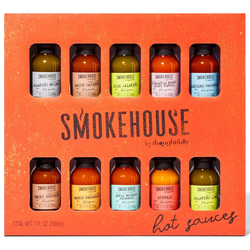 Thoughtfully Gourmet, Global Hot Sauce Gift Set, Internationally Inspired Flavors Include Puerto Rican Mango Habanero, Mexican Style Hot Sauce & More, Set of 4