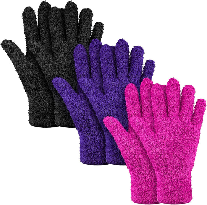Patelai 3 Pairs Microfiber Plant Dusting Gloves Leaf Cleaning Gloves for Indoor Plants, Blinds, Furniture, House(Small,Black)