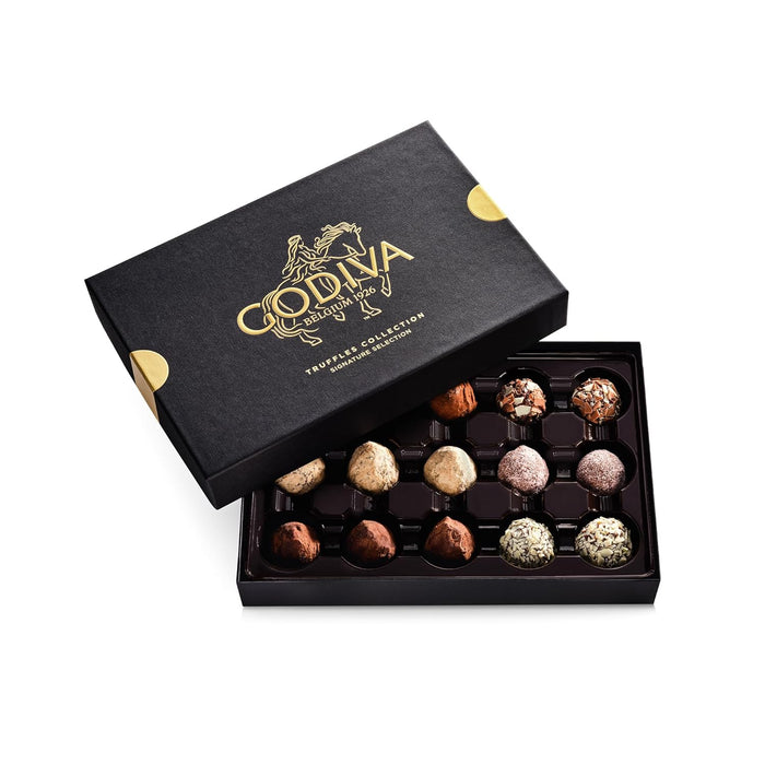 Godiva Signature Truffle Gift Box, Belgian Dark and Milk Chocolates with Ganache Center, Gourmet Gift for Birthdays, Holidays, Non-GMO & Kosher, 8 Pc