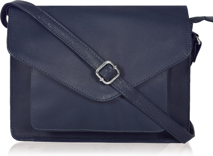Leather Flapover Crossbody Handbag Purse for Women with Adjustable Strap & Overflap Snap Closure Tote/Bag