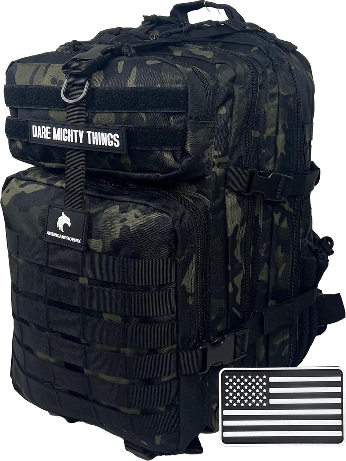 AMERICANPHOENIX 45L Elite Tactical Backpack | 3X Stronger Work & Military Backpack | Water Resistant and Heavy Duty | 3 Day MOLLE Bug Out Bag (Atlantic Blue)