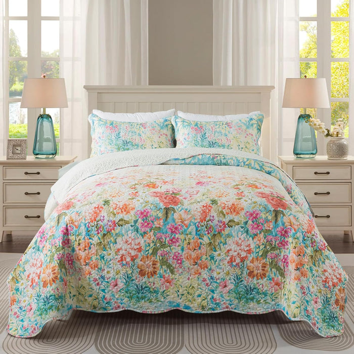 Travan 3-Piece Queen Quilt Sets with Shams Oversized Bedding Bedspread Reversible Soft Coverlet Set, Queen Size