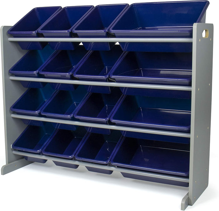 Humble Crew Supersized Toy Storage Organizer with 16 Removable Bins, Grey/White – Large Toy Storage for Toddlers Ideal for Kids' Rooms, Playrooms, and Nurseries - Modern Toy Bins for Kids