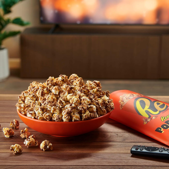 Reese's Popcorn, 5.25oz Grocery Sized Bag, Popcorn Drizzled in Reese's Peanut Butter and Chocolate, Ready to Eat, Savory Snack, Sweet and Salty