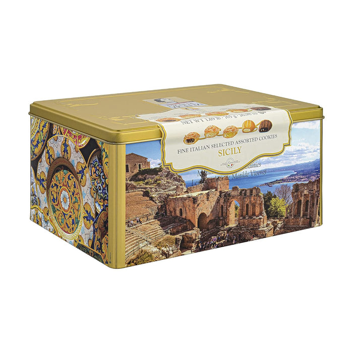 Matilde Vicenzi Verona Cookie Tin - Gourmet Italian Cookies Assortment in Individually Wrapped Trays - Pastries & Bakery Dessert for Christmas Gifts - Assorted Cookies in Italian Design Gift Tin 25.4oz (720g)