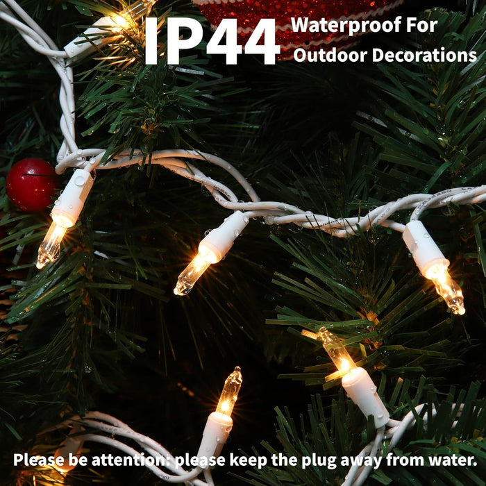 Christmas Lights 100 Count Clear White Wire UL Certified Connectable Warm White String Lights for Christmas Tree,Garland,Home,Patio, Wedding,Party,Festival Decor