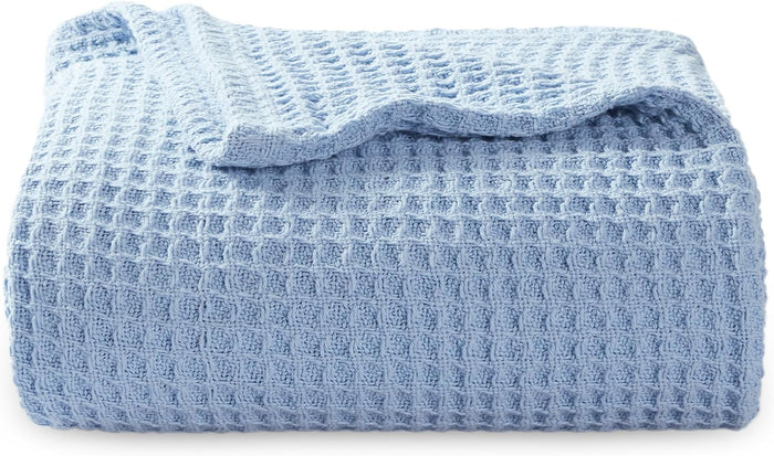 Bedsure Gentlesoft 100% Cotton Blanket King Size for Bed - Breathable and Soft, Thick Cozy Waffle Weave Christmas Blanket Gift for Women, Khaki (a Little Bit Yellow), 104x90 inches