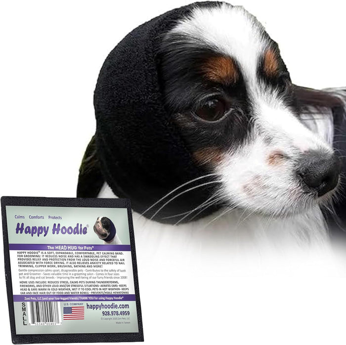 Happy Hoodie The Original Dog & Cat Calming Band - American Brand - Anxiety Relief/Noise Protection-Grooming-Thunder-Fireworks (Large, Blue) - Since 2008