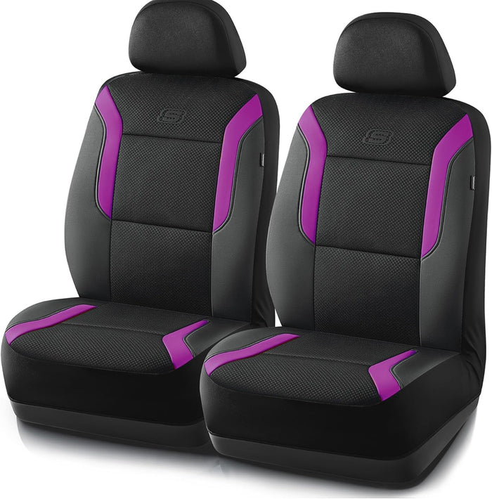 Skechers Men's Memory Foam Seat Covers, Air Cool Mesh Thick Car Seat Covers, Car Seat Covers Front Seats Airbag Compatible, Universal Automotive Comfort for Most Cars, Vans, Trucks, SUV,Black
