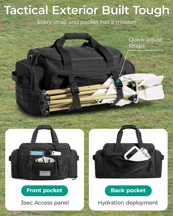 BAGSMART Tactical Gym Bag for Men, 33L Duffle Bag for Travel with Shoe Compartment, 4 in 1 Personal Item Tactical Backpack with 40oz Water Bottle Holder, Desert Khaki