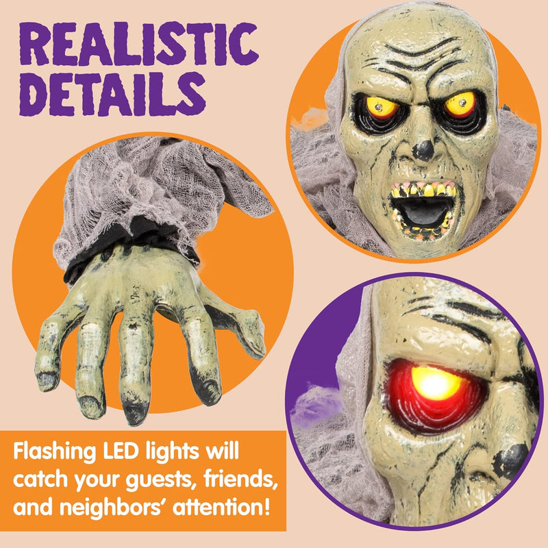 JOYIN Zombie Halloween Decoration Outdoor Groundbreaker with Sound and Flashing Eyes, Scary Halloween Graveyard Decor for Yard Garden, Outside Lawn Haunted House Prop