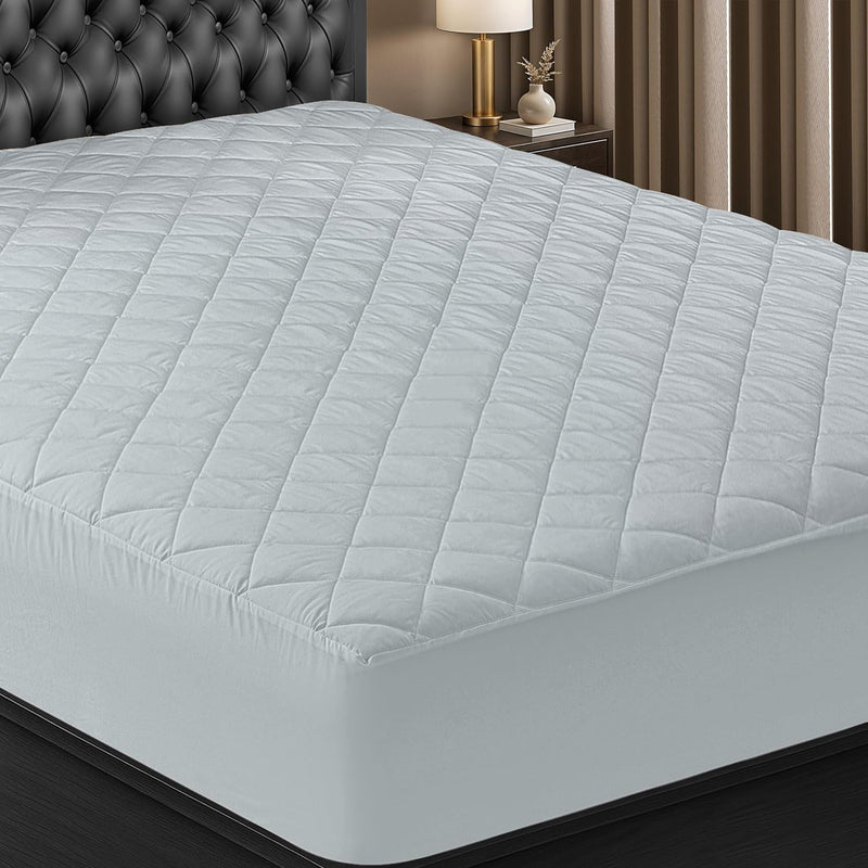 Utopia Bedding Quilted Fitted Mattress Pad, King Size, Elastic Fitted Mattress Topper Protector and Cover Stretches up to 16 Inches Deep, Machine Washable (White)