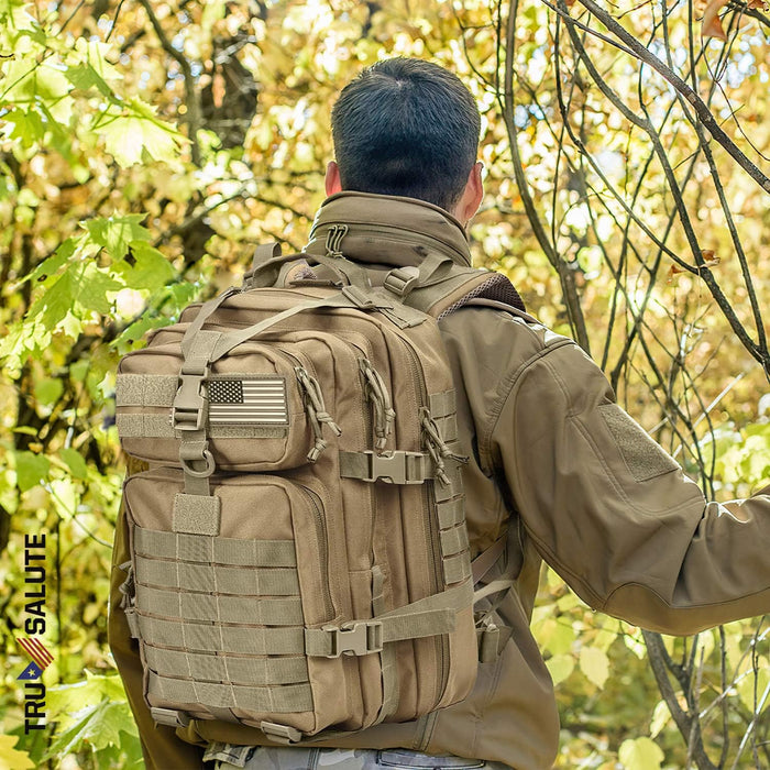 Tru Salute 45L Military Tactical Backpack Large Army 3 Day Assault Pack Molle Bug out Bag Rucksack (Tan)