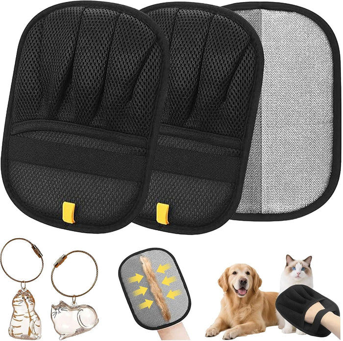 3PCS Five - Finger Electrostatic Pet Hair Removal Gloves, Upgraded Reusable Animal Fur Remover for Couch, Furniture, Carpet, Curtain, Laundry, Car Seat, Ideal for Cat & Dog Grooming