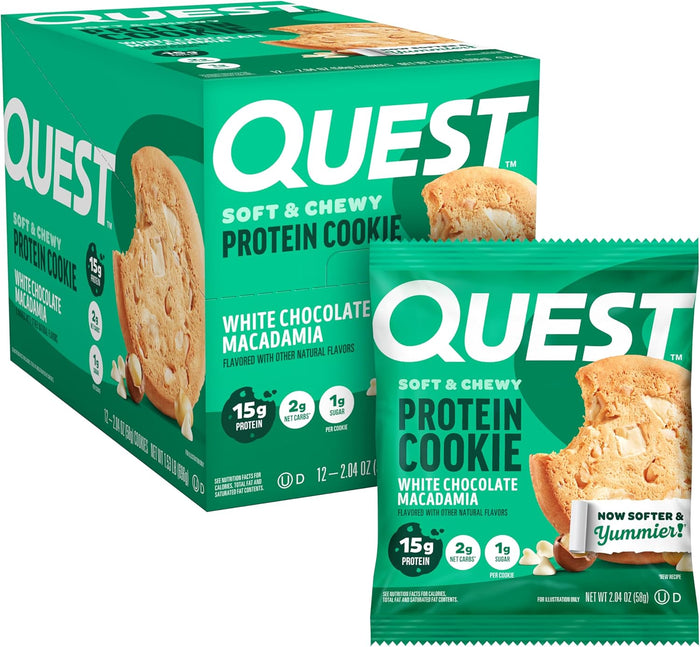 Quest Nutrition Chocolate Chip Protein Cookie, 15g Protein, 1g Sugar, 2g Net Carbs, Keto Friendly, High Protein, Low Carb; 12 Count
