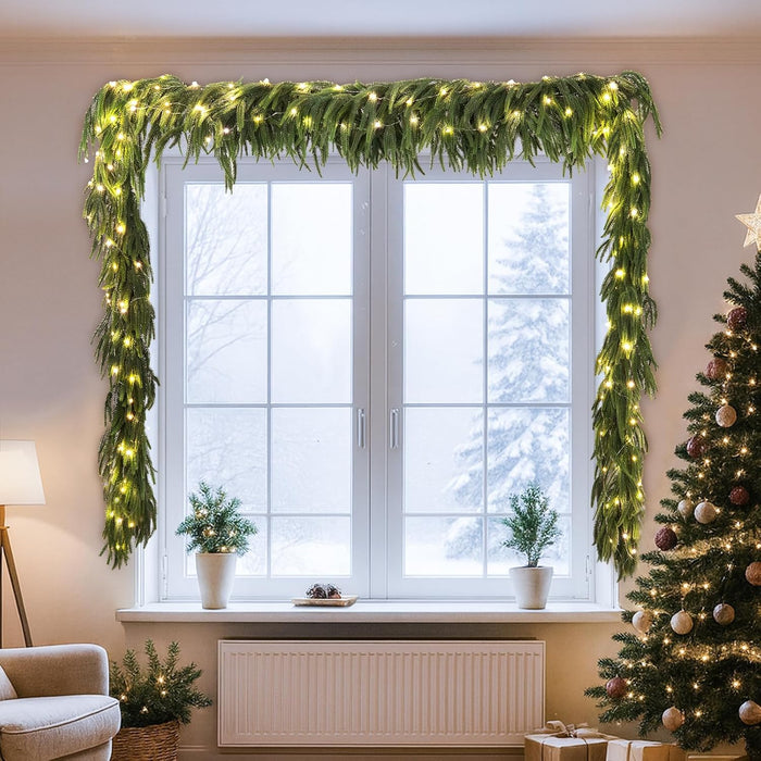 Neitra 2 Pcs Artificial Norfolk Pine Garlands, 6 Ft Real Touch Pine Garlands Christmas Garland for Table, Mantle, Stair, Wall, Indoor, Outdoor Christmas Decorations