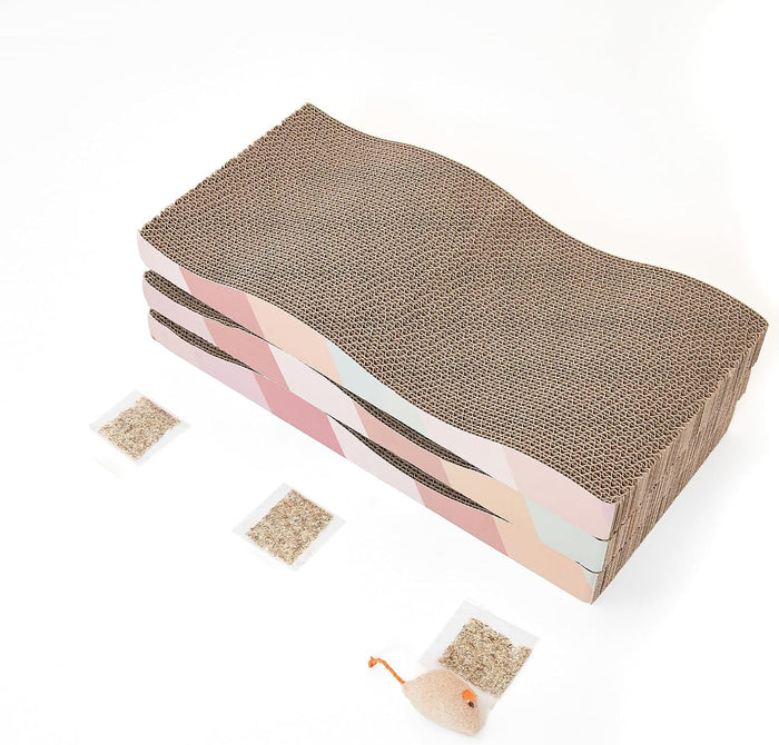 Cat Scratching Board cat Scratcher Cat Scratch Pad Cardboard cat scratchers for Indoor Cats Reversible Large Wide Corrugated with Catnip(2pcs)
