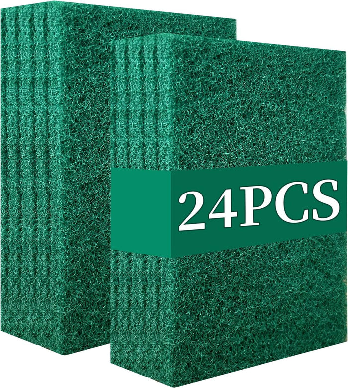 Heavy Duty Scour Pads Sponge Dish Scrubber Non-Scratch Green Reusable Household Scrub Pads for Kitchen and Dish Cleaning Tool (20Pcs Sponge+3Pcs Clean Towel)