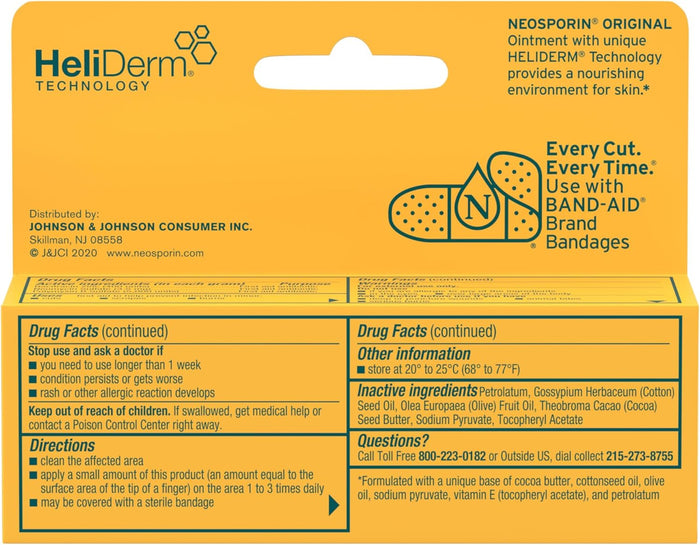 Neosporin Original First Aid Antibiotic Ointment with Bacitracin Zinc for Infection Protection, Wound Care Treatment & Scar Appearance Minimizer for Minor Cuts, Scrapes and Burns,.5 oz