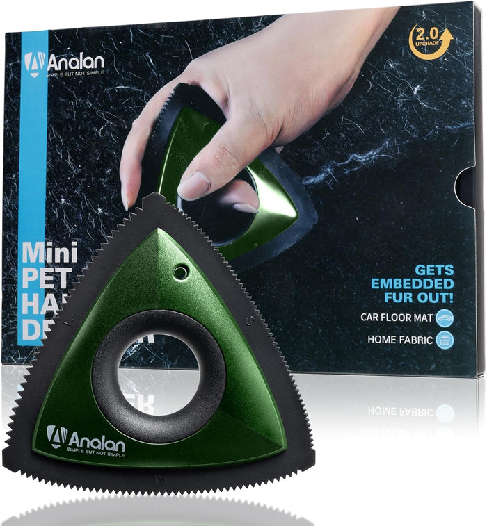 Analan Mini Pet Hair Remover for Car Detailing Supplies, Carpet Dog Hair Remover for Car Interior, Triangle Dog Hair Remover for Auto Detailing, Couch, Furniture, Lint, Carpet (Jet Black)