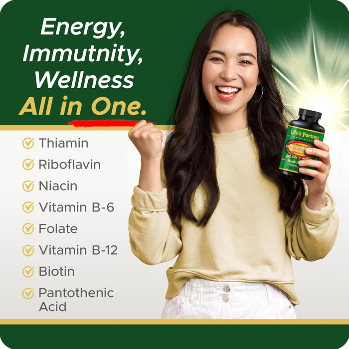 Life's Fortune Whole Food Multivitamin & Mineral, Advanced Energy Support Supplement, Daily Wellness for Men & Women, Amino Acids, 180 Vegetarian Tablets