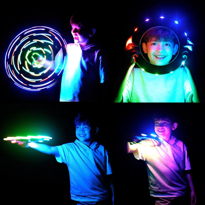 TOSY Flying Ring - 12 Monocolor LEDs, Super Bright, Lost Mode, Auto Light Up, Christmas Stocking Stuffers Gift for Kid/Teen/Boy/Girl, Safe, Waterproof, Pool/Beach/Camping Toy (Green)