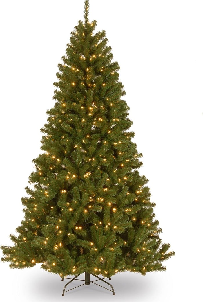National Tree Company Pre-Lit Artificial Full Christmas Tree, Green, North Valley Spruce, White Lights, Includes Stand, 4.5 Feet