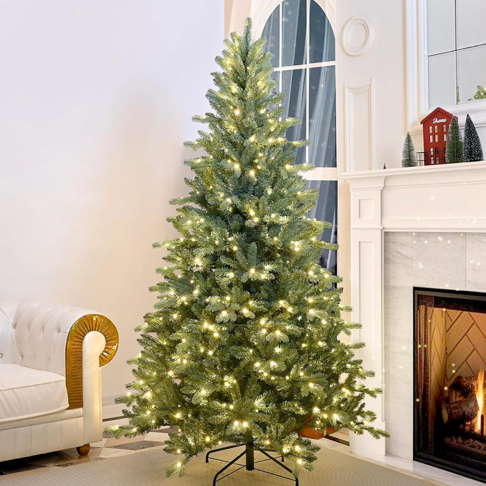 5ft Prelit Artificial Christmas Tree, Blue Spruce Xmas Tree with Hinged Branches for Easy Setup, Halloween Trees Tips with Lights for Home & Office Holiday Christmas Decor