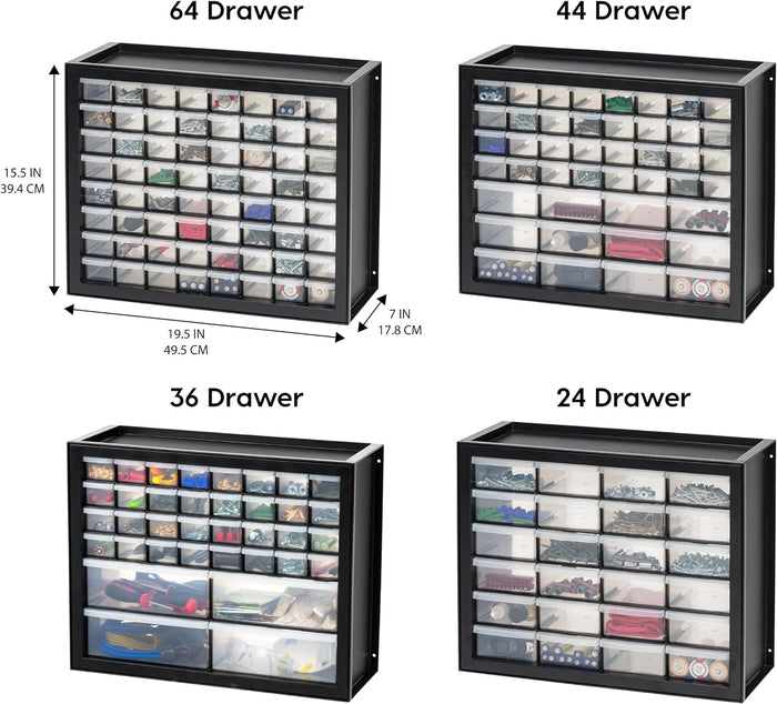 IRIS USA Screw Tool Organizer Small Parts Cabinet Chest, 44-Drawer Hardware Electronics Nuts Bolts Storage Drawers Organization Toolbox Garage Craft Business Teacher Beads Scrapbook Art Hobby - Black