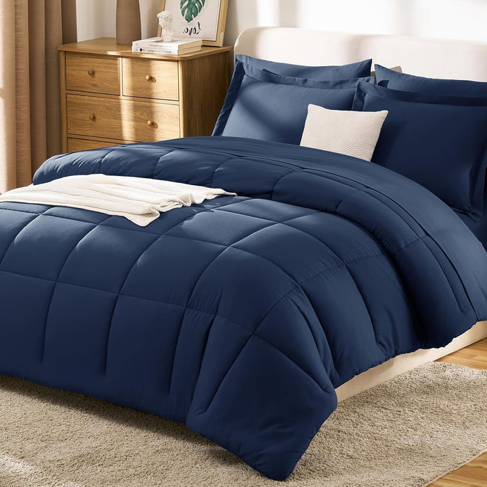 CozyLux Oatmeal Queen Comforter Set with Sheets - 7 Pieces Bed in a Bag Queen Bedding Sets, All Season Soft 7PC Bed Set with Oatmeal Comforter, Flat Sheet, Fitted Sheet, Pillowcases & Pillow Shams