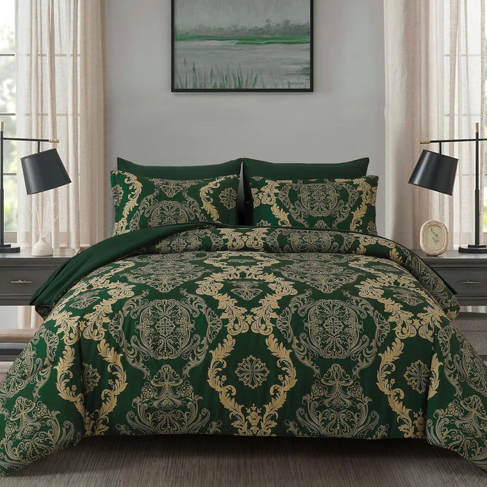 WONGS BEDDING Purple Comforter Set Queen Size,Damask Texture 7 Pieces Bed in a Bag Microfiber Comforter Bedding Sets -1 Comforter, 1 Flat Sheet, 1 Fitted Sheet, 2 Pillow Shams, 2 Pillowcases